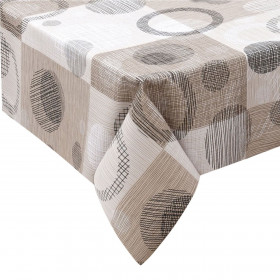 Τραπεζομάντηλο Πλαστικοποιημένο Καφέ Κύκλοι 180x140cm