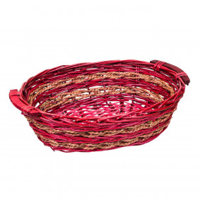 Χριστουγεννιάτικο Καλάθι Μπαμπού Κόκκινο Πλεκτό 30x22x11 cm
