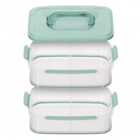 Φαγητοδοχείο Διώροφο με Χώρισμα Πλαστικό Διάφανο Βεραμάν Καπάκι 2x1.8lt