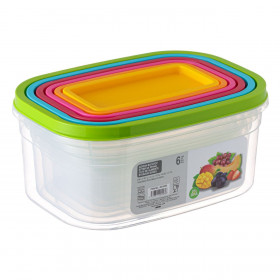 Φαγητοδοχεία Διάφανα Καπάκι Ασφαλείας Διάφορα Χρώματα 6 Μεγέθη - 6 τμχ.