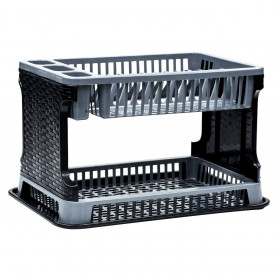 Πιατοθήκη Πλαστική Μαύρο Γκρι Ρατάν