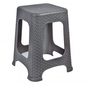 Σκαμπό Πλαστικό Ρατάν Ανθρακί 36.5x36.5x46cm