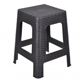 Σκαμπό Πλαστικό Ρατάν Μαύρο 36.5x36.5x46cm