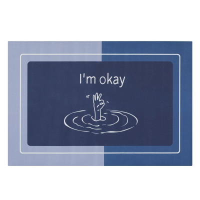 Υπεραπορροφητικό Πατάκι Μπάνιου Μπλε με Μήνυμα I'm Okay 60x40cm