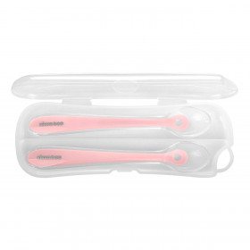 Σετ Κουτάλια Σιλικόνης Ροζ με Θήκη 2 τμχ.- Kikka Boo