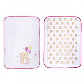 Βρεφικά Σελτεδάκια Λευκά Ροζ Αρκουδάκι Μπαλόνια 55x75 cm - 2 τμχ.