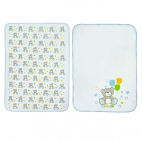 Βρεφικά Σελτεδάκια Λευκά Σιέλ Αρκουδάκι Μπαλόνια 55x75 cm - 2 τμχ.