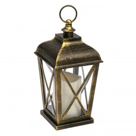 Φανάρι Διακοσμητικό Μπρονζέ Κρεμαστό με Κερί LED 13x13x27 cm