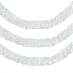 Χριστουγεννιάτικη Τρέσα Λευκή Ιριδίζουσα Tinsel 3 m x 8 cm