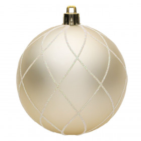 Σετ Χριστουγεννιάτικες Μπάλες Σαμπανί Ματ Σχέδιο Δίχτυ Glitter 8 cm - 6 τμχ.