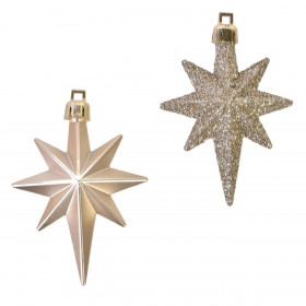Σετ Χριστουγεννιάτικα Στολίδια Αστέρια Σαμπανί Ματ Glitter 8 cm - 16 τμχ.