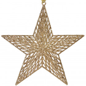 Χριστουγεννιάτικο Στολίδι Δέντρου Αστέρι Σαμπανί Διάτρητο Glitter 28 cm