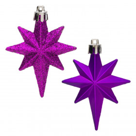 Σετ Χριστουγεννιάτικα Στολίδια Aστέρια Μωβ Glitter 8 cm - 16 τμχ.