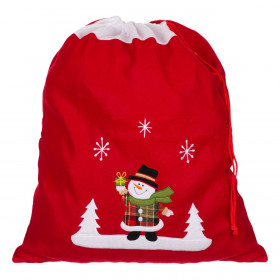 Χριστουγεννιάτικος Σάκος Κόκκινο Βελουτέ Χιονάνθρωπος 50x60 cm