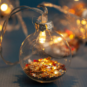 10 Διακοσμητικά Φωτάκια LED Μπαταρίας Μπάλες Κομφετί Αστεράκια 1.65 m - Θερμό Λευκό