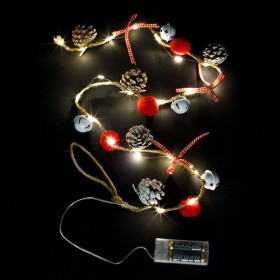 20 Λαμπάκια Μπαταρίας Κουκουνάρια Κουδουνάκια Πον Πον 1.25m - Θερμό Λευκό