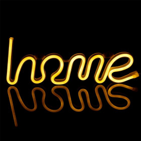 LED Neon Φωτιστικό HOME Κίτρινο με USB 35.5x13 cm