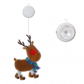 Χριστουγεννιάτικη Διακοσμητική Κρεμαστή Φιγούρα Μπαταρίας με Βεντούζα Τάρανδος 10 LED 16x25cm