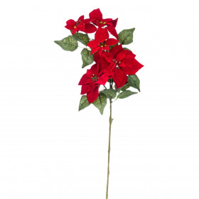 Χριστουγεννιάτικο Διακοσμητικό Κλαδί Αλεξανδρινό Κόκκινο Βελούδινο με Glitter 91 cm