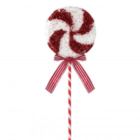 Χριστουγεννιάτικο Διακοσμητικό Τοίχου Αφρώδης Γλειφιτζούρι Κόκκινο Λευκό Tinsel 14x40.5cm