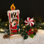Χριστουγεννιάτικο Διακοσμητικό Ξύλινο Κερί με Άη Βασίλη 28 cm