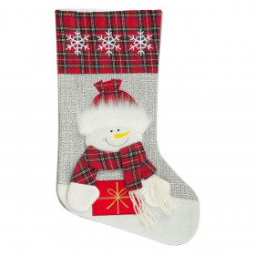 Χριστουγεννιάτικη Διακοσμητική Μπότα 3D Γκρι Κόκκινη Χιονάνθρωπος Kαρό Στολή 45cm  Χριστουγεννιάτικη Διακοσμητική Μπότα 3D Γκρι Κόκκινη Χιονάνθρωπος Kαρό Στολή 45cm