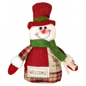 Χριστουγεννιάτικη Διακοσμητική Φιγούρα Χιονάνθρωπος Κόκκινο Καπέλο &quotWelcome&quot 26 cm