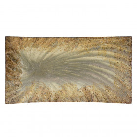 Χριστουγεννιάτικη Διακοσμητική Πιατέλα Παραλληλόγραμμη Γυάλινη Σαμπανί Κοχύλι 28x15.5x3cm