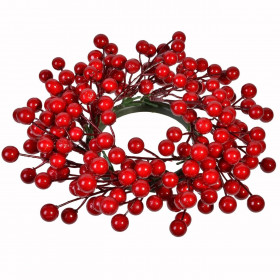 Χριστουγεννιάτικο Διακοσμητικό Δαχτυλίδι Κεριού Κόκκινα Berries 22cm