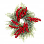 Χριστουγεννιάτικο Διακοσμητικό Δαχτυλίδι Κεριού Πράσινο Έλατο Ασημί Glitter Berries 35cm