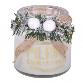 Κερί Βάζο Χριστουγεννιάτικο Διάφανο Χιονισμένο Γκι 650g