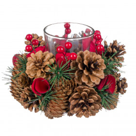 Χριστουγεννιάτικη Διακοσμητική Θήκη Ρεσώ Στεφάνι Πεύκο Κουκουνάρια 18x13 cm