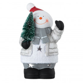 Χριστουγεννιάτικο Κεραμικό Χιονάνθρωπος με Δέντρο για Ρεσώ 10x10x19 cm