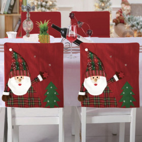 Χριστουγεννιάτικο Διακοσμητικό Κάλυμμα Πλάτης Καρέκλας Κόκκινο Καρό Άγιος Βασίλης 50cm