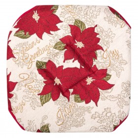 Μαξιλάρι Καρέκλας Χριστουγεννιάτικης Διακόσμησης Εκρού Αλεξανδρινά 40x40cm