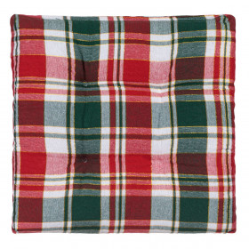 Μαξιλάρι Καρέκλας Χριστουγεννιάτικης Διακόσμησης Πράσινο Κόκκινο Καρό 40x40cm