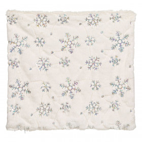 Θήκη Μαξιλαριού Χριστουγεννιάτικης Διακόσμησης Λευκή Γούνα Ασημί Παγιέτες 40x40cm