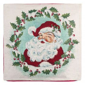 Θήκη Μαξιλαριού Χριστουγεννιάτικης Διακόσμησης Μπεζ 'Αγιος Βασίλης 40x40cm