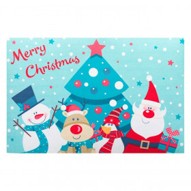 Χριστουγεννιάτικο Πατάκι - Χαλάκι Εξώπορτας Άη Βασίλης με Παρέα 60x40 cm