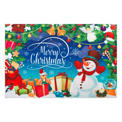 Χριστουγεννιάτικο Πατάκι - Χαλάκι Εξώπορτας Χιονάνθρωπος με Δώρα &quotMerry Christmas&quot 60x40cm
