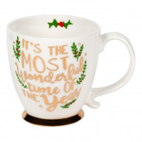 Χριστουγεννιάτικη Κούπα New Bone Λευκή Χρυσό Μήνυμα 415ml