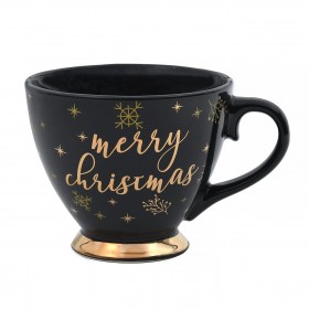 Χριστουγεννιάτικη Κούπα New Bone Μαύρο Χρυσές Νιφάδες Μήνυμα 385ml