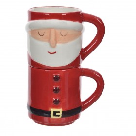 Χριστουγεννιάτικη Κούπα 3D Διπλή Κόκκινη Άγιος Βασίλης 16.5cm - 2 τμχ. 