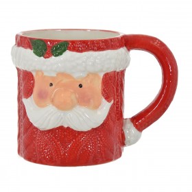 Χριστουγεννιάτικη Κούπα 3D Πρόσωπο Άγιου Βασίλη Λευκό Μουστάκι 650ml
