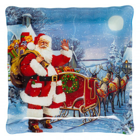 Χριστουγεννιάτικη Πιατέλα Γυάλινη Αγιος Βασίλης Έλκηθρο 30x30cm Χριστουγεννιάτικη Πιατέλα Γυάλινη Αγιος Βασίλης Έλκηθρο 30x30cm