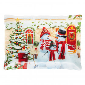 Χριστουγεννιάτικη Πιατέλα Γυάλινη Χιονάνθρωποι Δέντρα 36x26cm