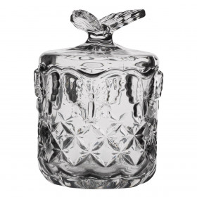 Φοντανιέρα Γυάλινη με Καπάκι Ανάγλυφο Σχέδιο Πεταλούδα 1.3 lt