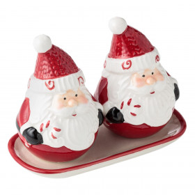 Χριστουγεννιάτικο Αλατοπίπερο Κεραμικό Άγιος Βασίλης με Ζαχαρωτό 9cm 