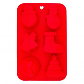 Χριστουγεννιάτικη Φόρμα Ζαχαροπλαστικής Σιλικόνη Κόκκινη 6 Θέσεων 26x17x2.5 cm