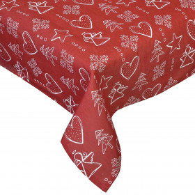 Χριστουγεννιάτικο Διακοσμητικό Τραπεζομάντηλο Μπορντό Φιγούρες 180x140cm